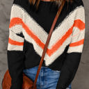  Haisley Chevron Striped Drop Shoulder Sweater