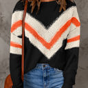  Haisley Chevron Striped Drop Shoulder Sweater