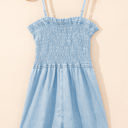  Haisley Spaghetti Strap Smocked Denim Romper