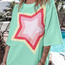  Halle Star Patched Half Sleeve Oversized Tee