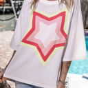  Halle Star Patched Half Sleeve Oversized Tee