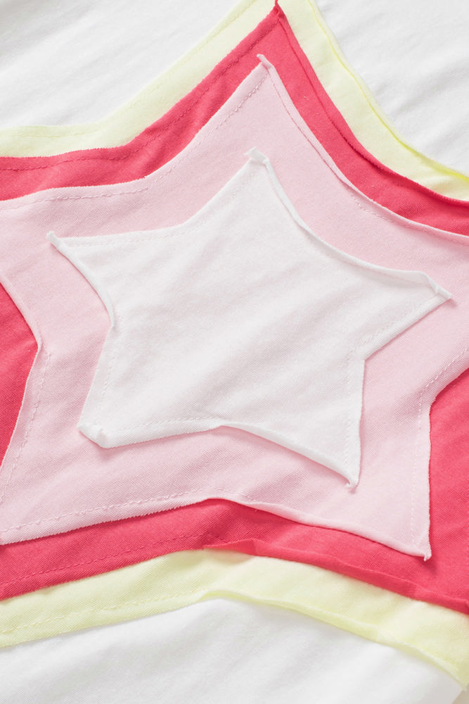 Halle Star Patched Half Sleeve Oversized Tee