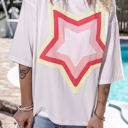  Halle Star Patched Half Sleeve Oversized Tee