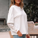  Hallie Lace Long Sleeve Insert Drop Shoulder Top