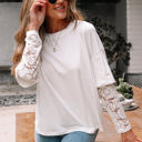  Hallie Lace Long Sleeve Insert Drop Shoulder Top