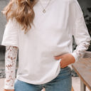  Hallie Lace Long Sleeve Insert Drop Shoulder Top
