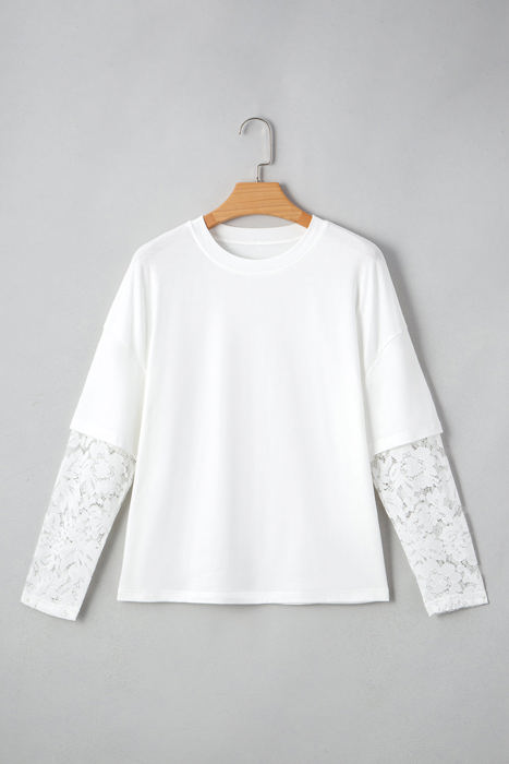 Hallie Lace Long Sleeve Insert Drop Shoulder Top