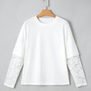  Hallie Lace Long Sleeve Insert Drop Shoulder Top