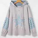  Hallie Star Pattern Drawstring Hoodie