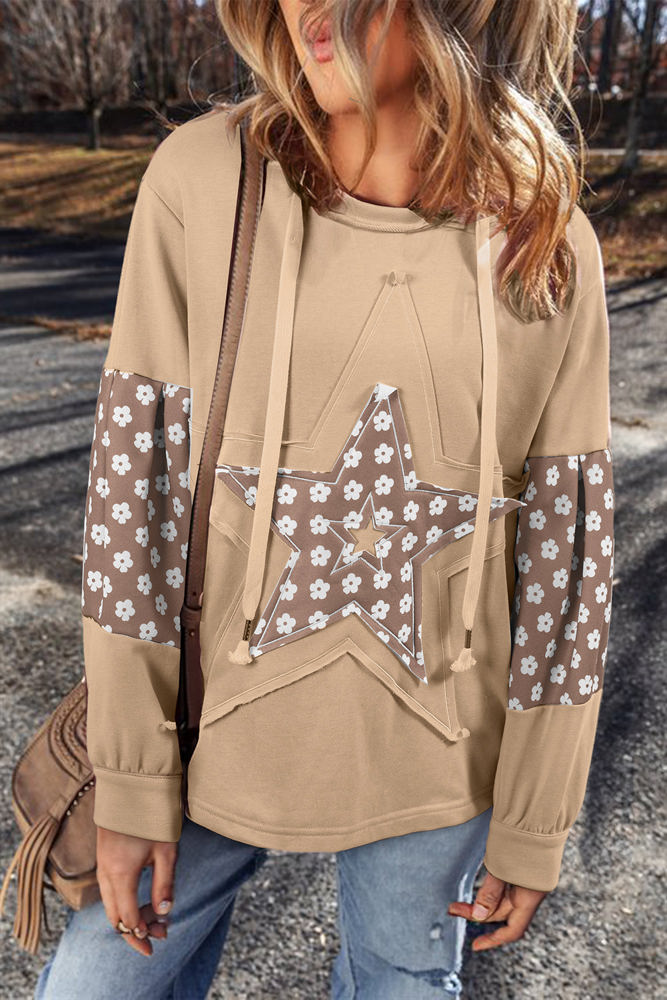 Hallie Star Pattern Drawstring Hoodie