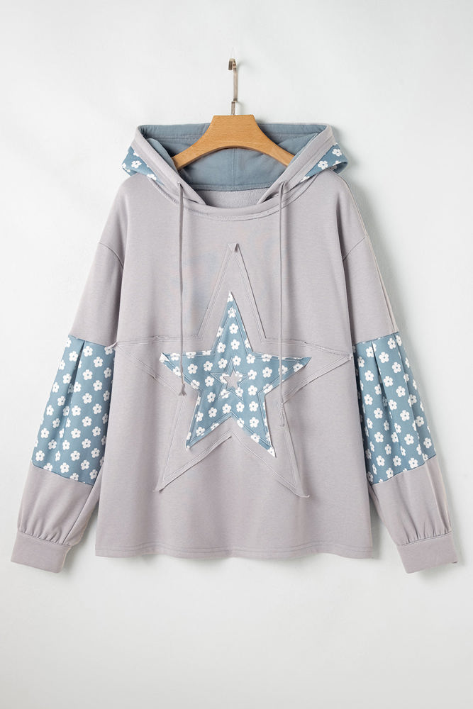 Hallie Star Pattern Drawstring Hoodie