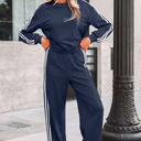  Hana Striped Detail Crewneck Pullover