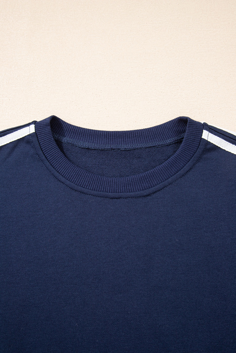 Hana Striped Detail Crewneck Pullover