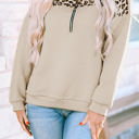  Harlow Leopard Splicing Drop Shoulder Zipped Sweatshirt