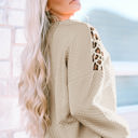  Harlow Leopard Splicing Drop Shoulder Zipped Sweatshirt