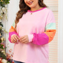  Harlow Plus Size Patchwork Long Sleeve Top