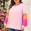  Harlow Plus Size Patchwork Long Sleeve Top