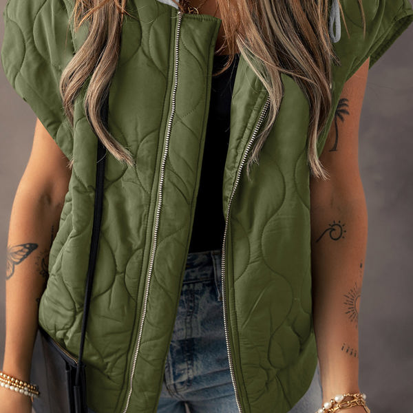 Harlow Quilted Hooded Zip Up Puffer Vest