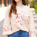 Beige XXXXL Harmony Plus Size Flower Patched Top