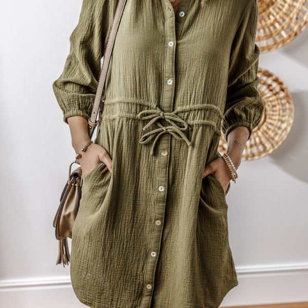 ワンピース THEREDTHREAD S tie shirt dress gray LESLIE DRESS – Thread & Supply