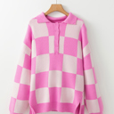 Pink Small Harper Collared Drop Shoulder Sweater