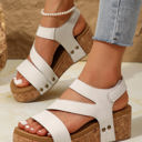  Harper Cut Out Velcro Wedge Sandals
