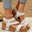  Harper Cut Out Velcro Wedge Sandals