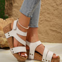  Harper Cut Out Velcro Wedge Sandals