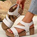  Harper Cut Out Velcro Wedge Sandals