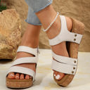 Beige Size 8.5 Harper Cut Out Velcro Wedge Sandals