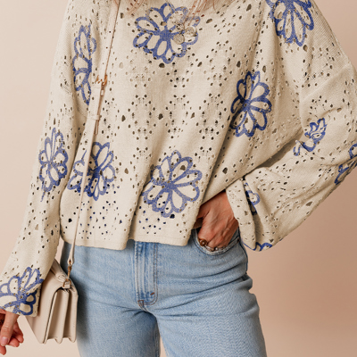 Harper Eyelet Drop Shoulder Sweater