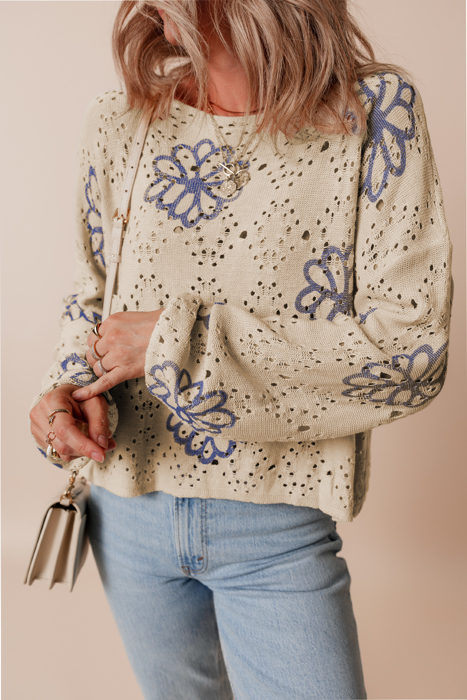 Harper Eyelet Drop Shoulder Sweater