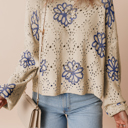  Harper Eyelet Drop Shoulder Sweater