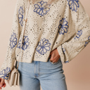Beige Medium Harper Eyelet Drop Shoulder Sweater