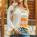  Harper Oversized Colorblock V Neck Hooded Sweater