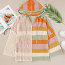  Harper Oversized Colorblock V Neck Hooded Sweater