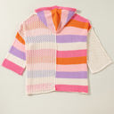  Harper Oversized Colorblock V Neck Hooded Sweater