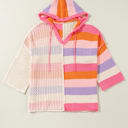 Pink XL Harper Oversized Colorblock V Neck Hooded Sweater