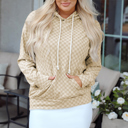 Khaki Medium Harper Print Kangaroo Drawstring Hoodie