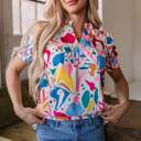  Harper Shirred Short Sleeve Blouse