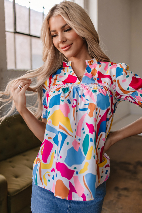 Harper Shirred Short Sleeve Blouse