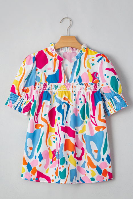 Harper Shirred Short Sleeve Blouse