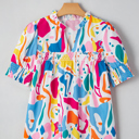  Harper Shirred Short Sleeve Blouse