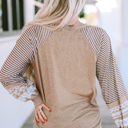  Harper Striped Patchwork Loose Long Sleeve Top