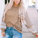  Harper Striped Patchwork Loose Long Sleeve Top