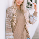  Harper Striped Patchwork Loose Long Sleeve Top