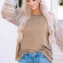  Harper Striped Patchwork Loose Long Sleeve Top