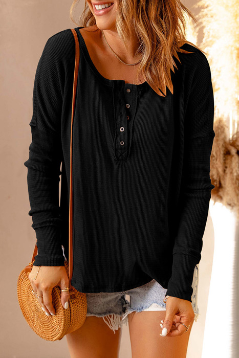 Harper Waffle Knit Henley Top