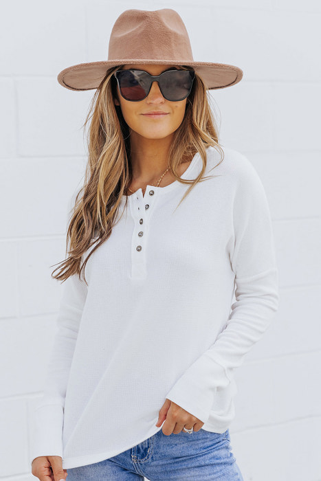 Harper Waffle Knit Henley Top