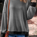 Black Stripe Large Hattie Sleeve Oversize top Long Sleeve Top